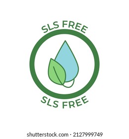 SLS  free label, sodium lauryl sulfate free icon in color icon, isolated on white background 