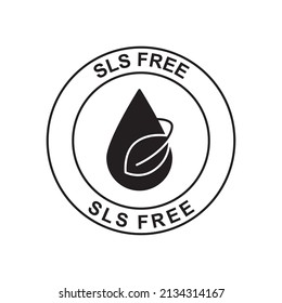 SLS  free label, sodium lauryl sulfate free icon in black flat glyph, filled style isolated on white background