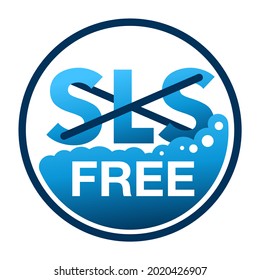 SLS free - no Sodium Laureth Sulfate foam component in cosmetics and cleaning products - emblem for products packaging