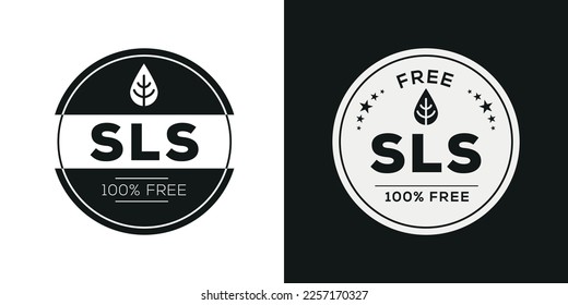 SLS free (Sodium lauryl sulfate) label sign, vector illustration.