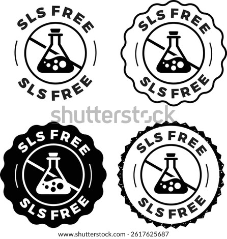 SLS, SDS Free Icon Set – Non-Sodium Lauryl Sulphate Shampoo Seal for Skincare

