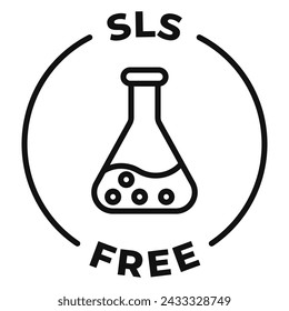 Icono libre SLS o SLES. Sin etiqueta de ingredientes químicos. Ilustración vectorial libre de SLS para el logotipo, signo, símbolo o emblema de embalaje de productos aislados.