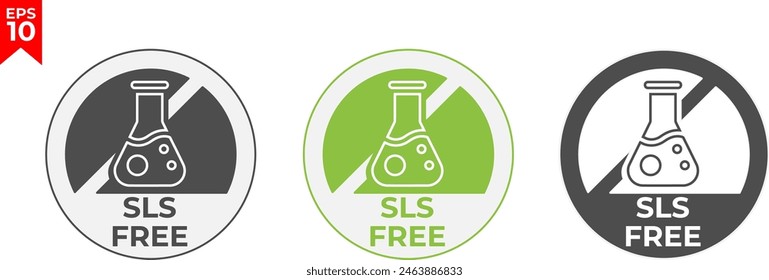 SLS- und SLES-Free-Label. Paraffin, Sulfat, Phosphat und Paraben freie Illustration für Produktverpackung Zeichen, Symbol, Abzeichen oder Emblem isoliert