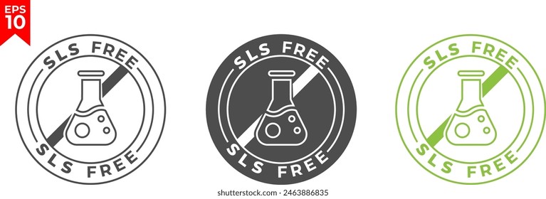 SLS- und SLES-Free-Label. Paraffin, Sulfat, Phosphat und Paraben freie Illustration für Produktverpackung Zeichen, Symbol, Abzeichen oder Emblem isoliert