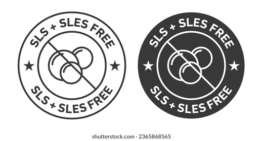 Sls + sles free rounded vector symbol set on white background