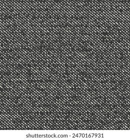 Slub fabric in black and white. A sample of a coarse jute or hemp cloth. Rough textile texture. Dark sack cloth background. Vector seamless. 