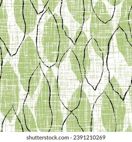 slub textured Leaves Pattern. green grunge Tropic Palm Leaves Seamless Vector Background, Graphic Jungle Print