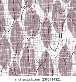 slub textured Leaves Pattern. purple grunge Tropic Palm Leaves Seamless Vector Background, Graphic Jungle Print