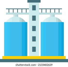 componentes de almacenamiento de lodos Concepto, Silos diseño de iconos vectoriales de Cono Profundo, símbolo de planta de purificación y tratamiento del agua, Signo de la industria respetuosa con el medio ambiente, ilustración de la biotecnología de desalinización