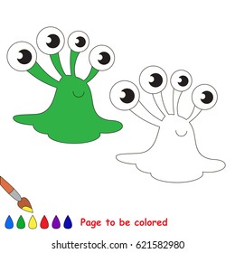 Slug Alien to be colored, the coloring book for preschool kids with easy educational gaming level.