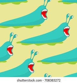 Slug seamless pattern. Monsters Insects pests ornament.