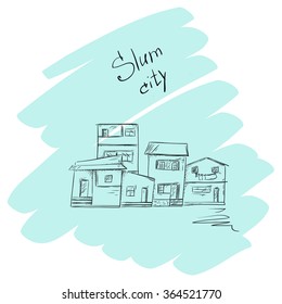 Slum city illustration. Urban scene. Eps 8