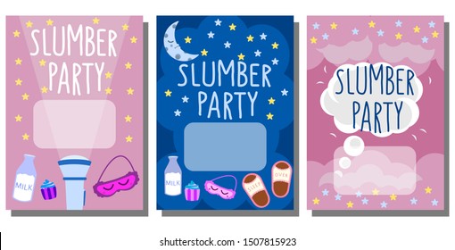 Slumber Party Theme for Invitation Card. Vector Illustration EPS 10.