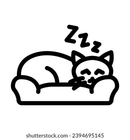 slumbering cat sleep night line icon vector. slumbering cat sleep night sign. isolated contour symbol black illustration