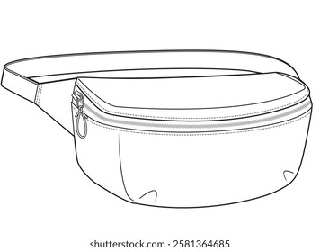 slung bum bag vector illustration technical cad drawing template