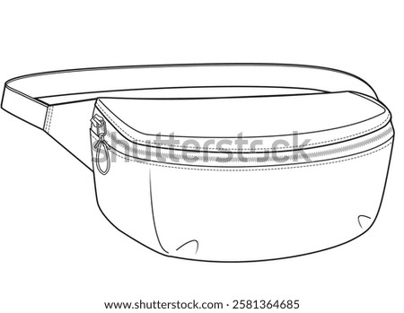 slung bum bag vector illustration technical cad drawing template