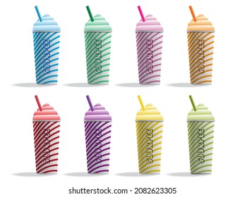 Slurpees variety of flavours. vector illustration