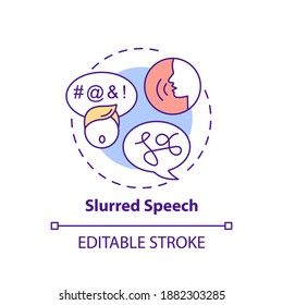 Slurred Speech Concept Icon. Problem With Talking And Confusion. Medical Condition. Brain Health Problem Idea Thin Line Illustration. Vector Isolated Outline RGB Color Drawing. Editable Stroke