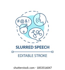 Slurred speech turquoise concept icon. Problem with talking and confusion. Brain health problem idea thin line illustration. Vector isolated outline RGB color drawing. Editable stroke