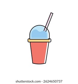 Slush drink in red cup. Vector illustration