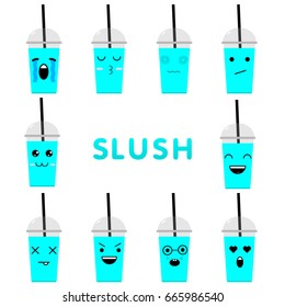 Slush Emoji. Set of stickers - emoticons shake