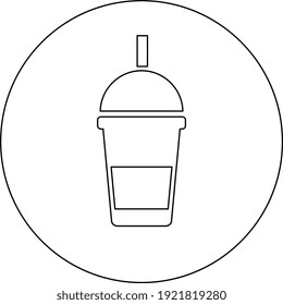 Slushie in a plastic cup, illustration, vector on white background.