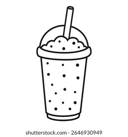 Slushy drink refreshing frozen beverage vector illustration coloring page isolated on white background
