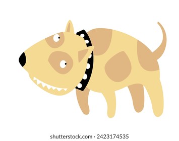 The sly dog smiles slyly and shows his teeth. Isolated image for prints, poster and illustrations.