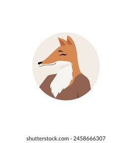 Schlauer Fuchs-Avatar. Vektorillustration eines cleveren Fuchses mit einem listigen Lächeln, der Witz und Intelligenz in einem minimalistischen Stil verkörpert.