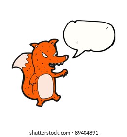 sly fox cartoon with speech bubble