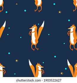 Sly fox in the forest.  Pattern for wrapping.