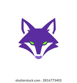 Sly Purple Fox Head Mascot Modern Logo