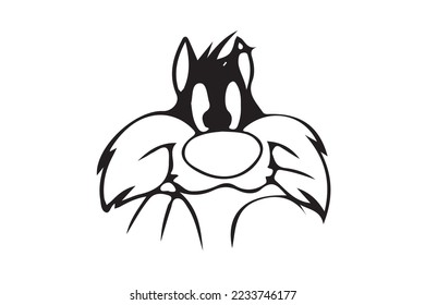 slyvester cartoon vector black and white