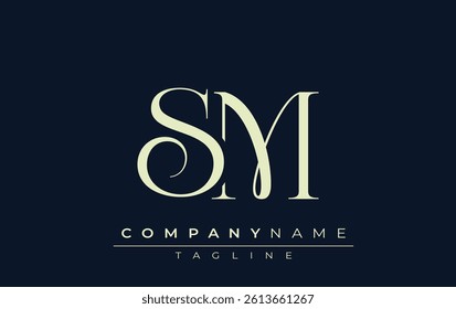 SM abstract Logo. Elegantly Designed Minimalist Monogram Logo with Stylish Lettering. Sophisticated and sleek minimalist monogram showcasing unique lettering design.