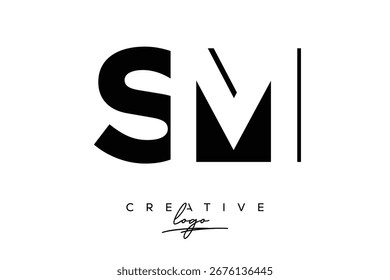 SM Creative Minimalist Negative Space Latter Logo with Modern Monogram for Branding and Business Lettermark Logo with Initial Letters Logo Design for Branding.