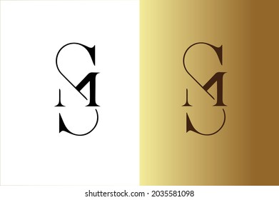 Logo elegante de SM con iniciales para vector de empresa