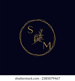 SM elegant wedding initial logo in high quality professional design that will print well across any print media