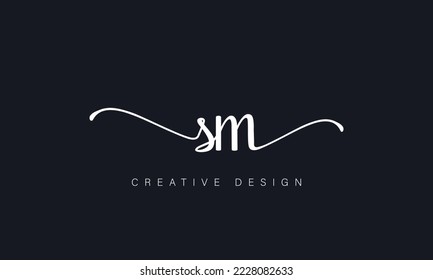 SM handwriting logo. SM logo design vector template.