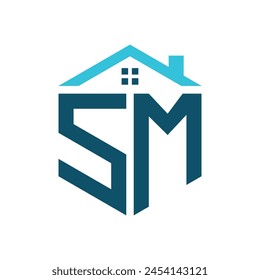 SM House Logo Design Template. Letter SM Logo for Real Estate, Construction or any House Related Business