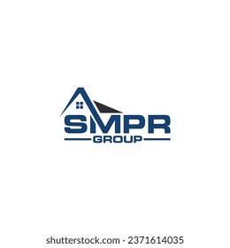 Construcción inicial de SM. Logo de la carta SMPR inmobiliaria. diseño de logotipo de carta de inicio