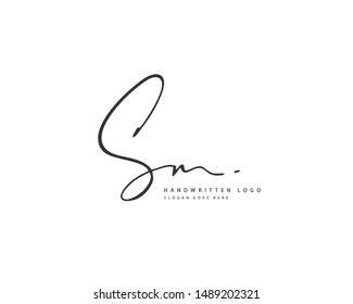 SM Initial handwriting or handwritten logo for identity. Logo with hand drawn style.