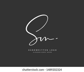 SM Initial handwriting or handwritten logo for identity. Logo with hand drawn style.