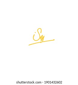 Sm 
initial handwriting or handwritten logo for identity. Logo with signature and hand drawn style. isolated 