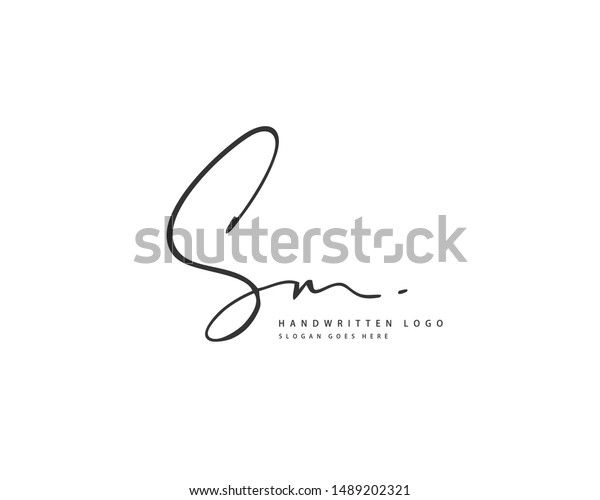 Sm Initial Handwriting Handwritten Logo Identity Stock Vector (Royalty ...