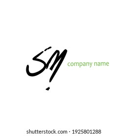 Logotipo de escritura manual inicial de Sm para identidad