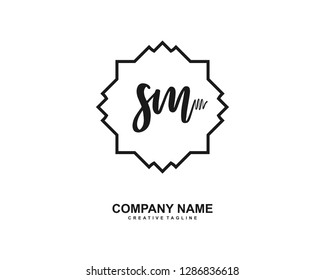 SM Initial Handwriting Logo Template Vector
