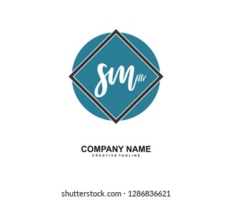 SM Initial Handwriting Logo Template Vector
