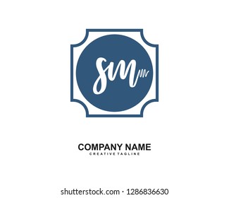SM Initial Handwriting Logo Template Vector
