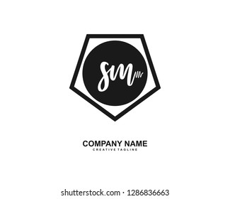 SM Initial Handwriting Logo Template Vector