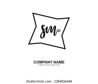 SM Initial Handwriting Logo Template Vector